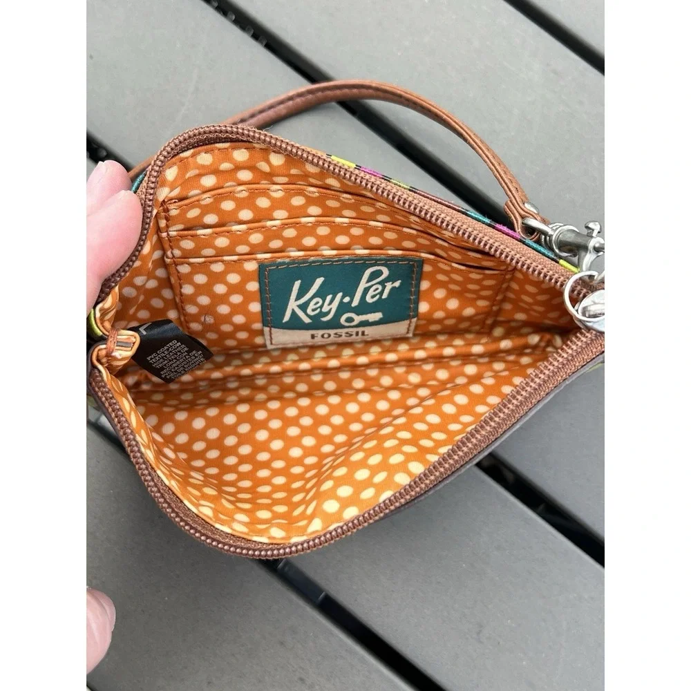 Fossil Wristlet Y2K Boho Retro Festival Colorful Everyday Geometric Wallet